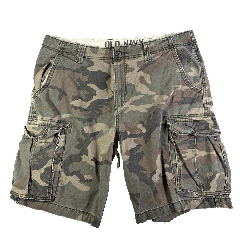 Old Navy Camo Cargo Shorts Mens 36 Utility Military Summer Grunge Punk Y2K Work